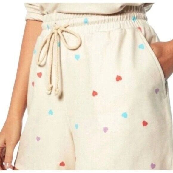 Wildfox Relaxed Fit Super Soft Sweatshirt And Short Lounge Pajama Set XL Cream - Picture 8 of 12